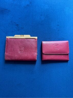 Dior vintage Burgundy and Gold Leather Clutch and keychain